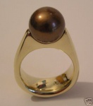 Ring 585 Gold Tahitiperle SCHOKOPERLE 11,5 mm