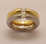 * Doppelter SPANNRING mit Steg 0,42 ct Gold 585er