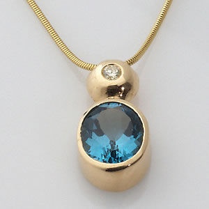 * Elegantes Collier 3 CT BLAUTOPAS Brillant