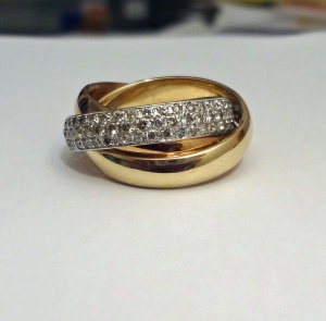 Brillant Ring 1,21 Carat 117 Brillanten 585er Weiß-Gelb-Rosegold