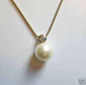 * 0,34 Ct BRILLANT Collier SÜDSEEPERLE 12 mm