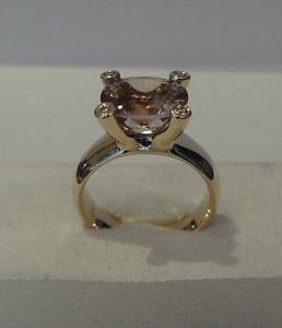 * Exklusiver MORGANIT Ring 3,2 ct 585er Gelbgold 4 x Brillant Wert 3300 €