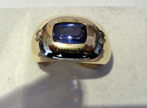 * Designer Bandring 1,78 ct Tansanit und 2 BRILLANTEN 0,24 ct. 585er Gold