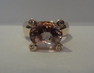 * Exklusiver MORGANIT Ring 3,2 ct 585er Gelbgold 4 x Brillant Wert 3300 €